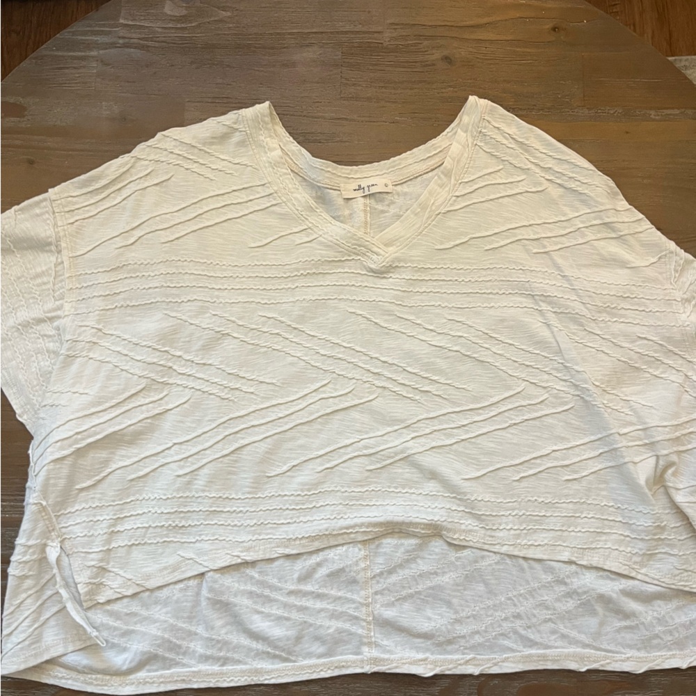 Molly Green textured cream loose fit tee